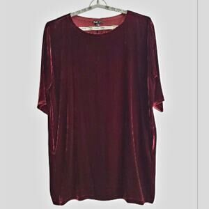 Eileen Fisher Velvet Silk Blend Shift Dress Burgundy Knee Length Relaxed Fit L